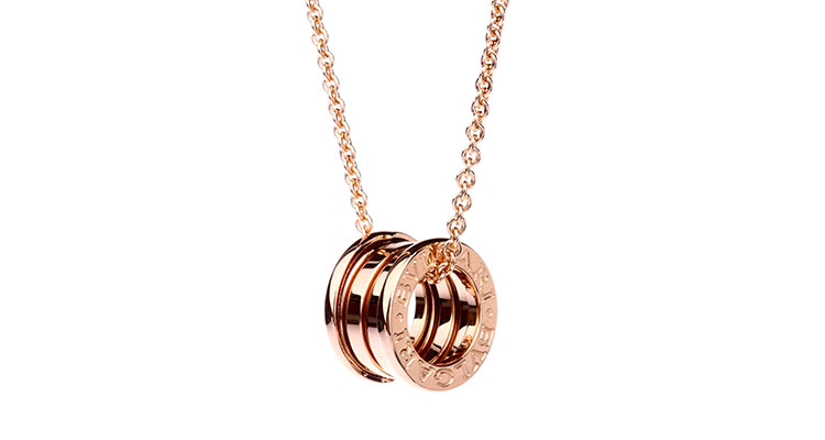 有谁知道美国宝格丽三环玫瑰金吊坠带项链多少