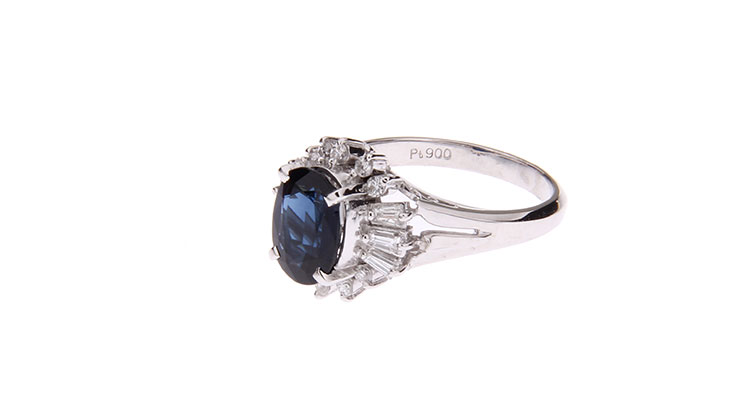 PT900蓝宝石钻石戒指