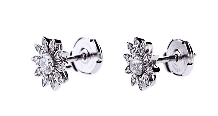 tiffany & co.(蒂芙尼) #花朵型铂金全钻耳钉