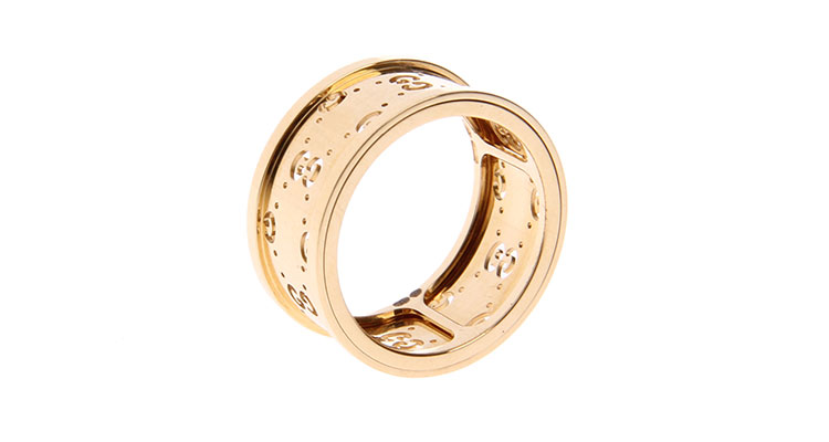 GUCCI(古驰) 黄金宽版Logo戒指 56#_寺库