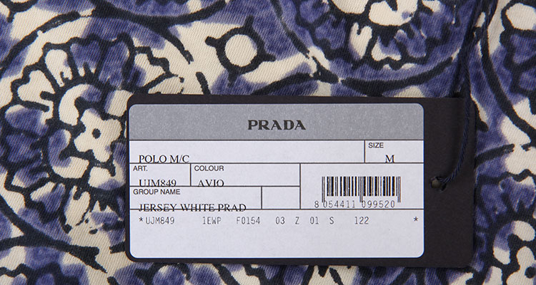 prada(普拉达) 墨蓝色花米色底翻领短袖衫xxl