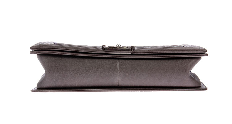 chanel(香奈儿) 灰色皮质金链单肩包leboy