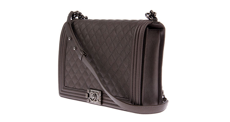 chanel(香奈儿) 灰色皮质金链单肩包leboy