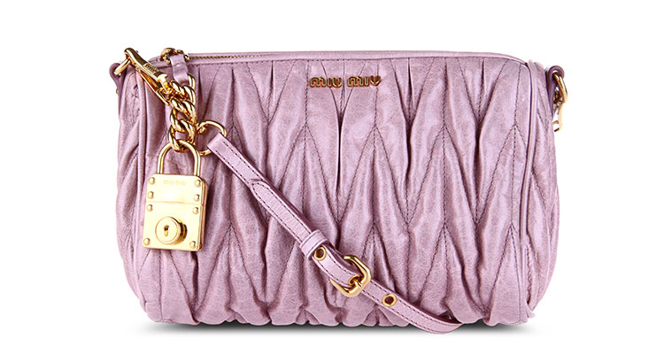 miumiu(缪缪) 粉色皮质褶皱单肩包