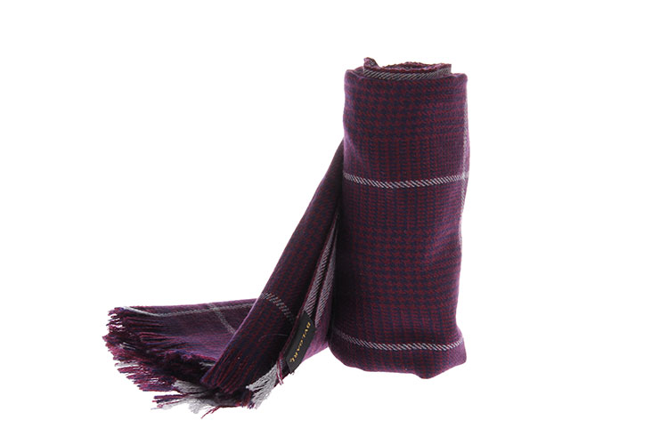 bvlgari(宝格丽) 紫色格纹羊绒围巾