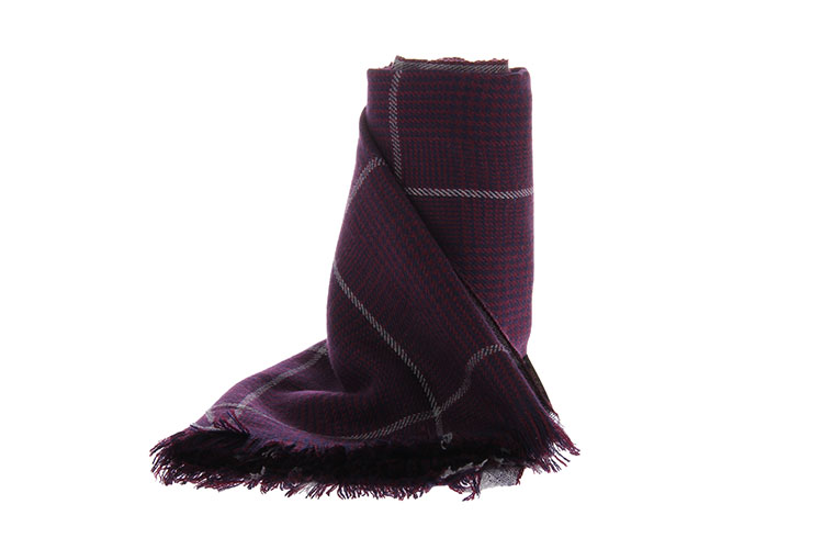 bvlgari(宝格丽) 紫色格纹羊绒围巾