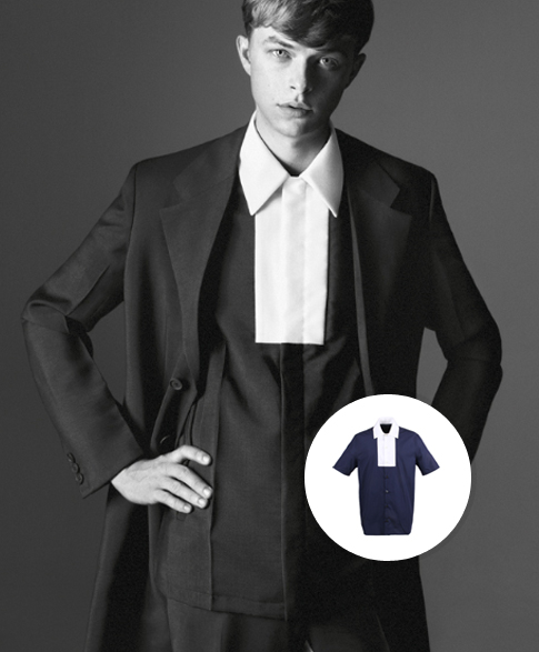 新一代"小绿魔"戴恩·德哈恩 prada 蓝色白领t恤衫 shop now