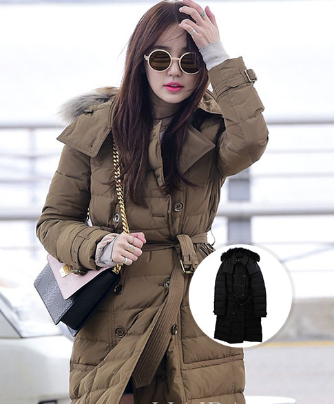 韩国影星 尹恩惠 burberry 长款收腰羽绒服 shop now