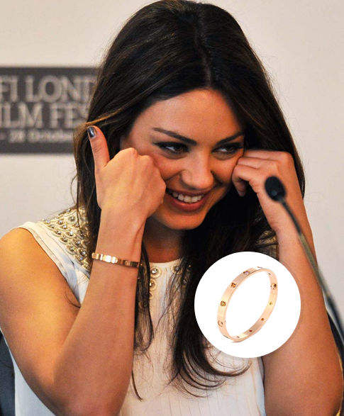 最性感女星米拉·库尼斯 cartier8k玫瑰金彩宝手镯 shop now