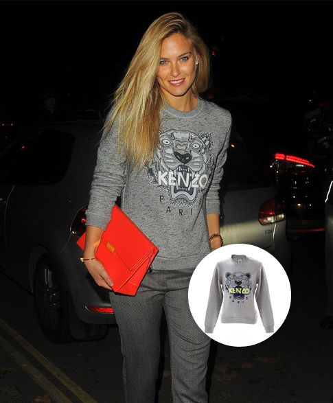 以色列超模芭儿·莱法利 kenzo 灰色虎头图案套头卫衣  shop now