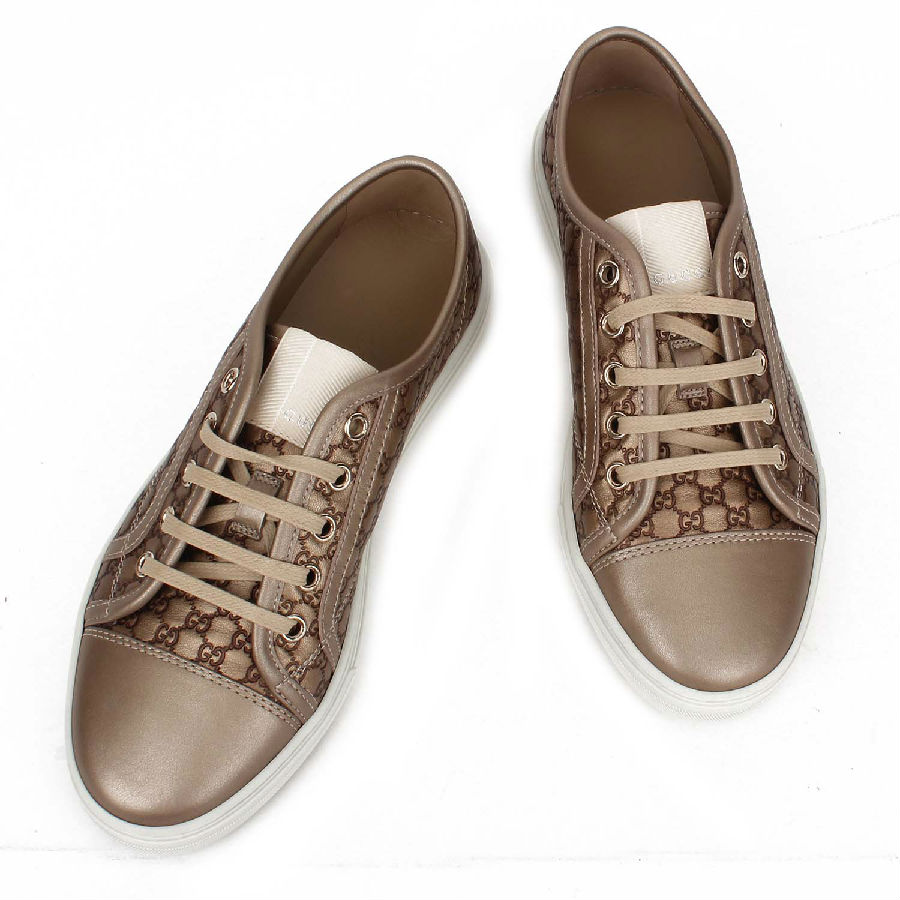 gucci/古奇女款牛皮香槟色休闲/运动鞋 310031