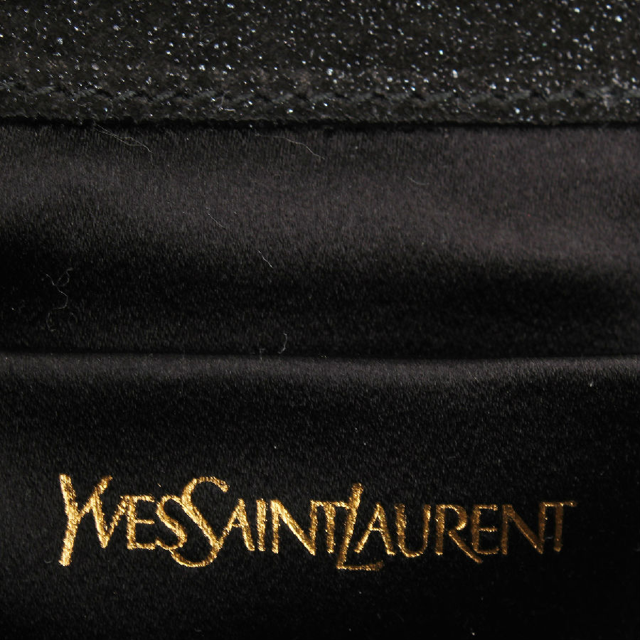 ysl/伊夫.聖羅蘭 女款黑色塗層麂皮絨手拿包 203855