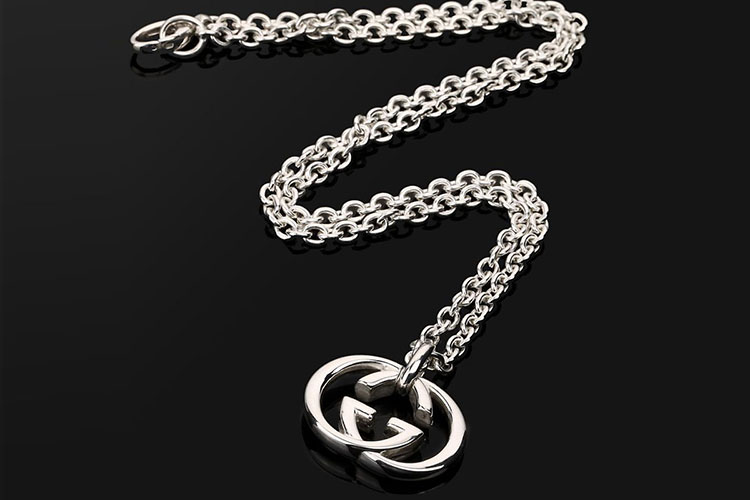 gucci (古驰/古琦)银色经典款双g logo项链190484j84008106