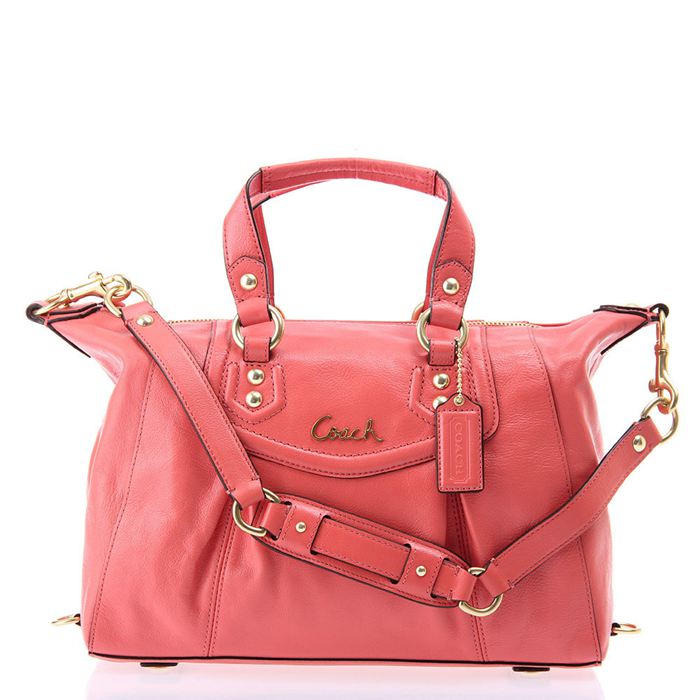 coach 蔻驰橘粉色单肩手提包 女包 19247b4/rz
